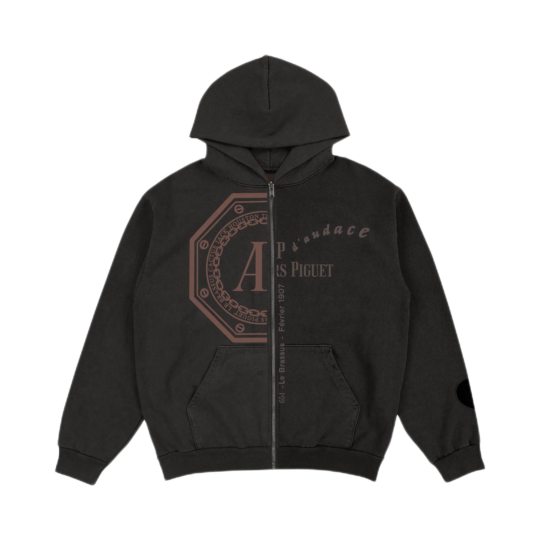 推荐商品：Travis Scott Cactus Jack x AUDEMARS PIGUET/爱彼 联名拉链亲肤字母连帽长袖卫衣 CJAP-HZ14 黑