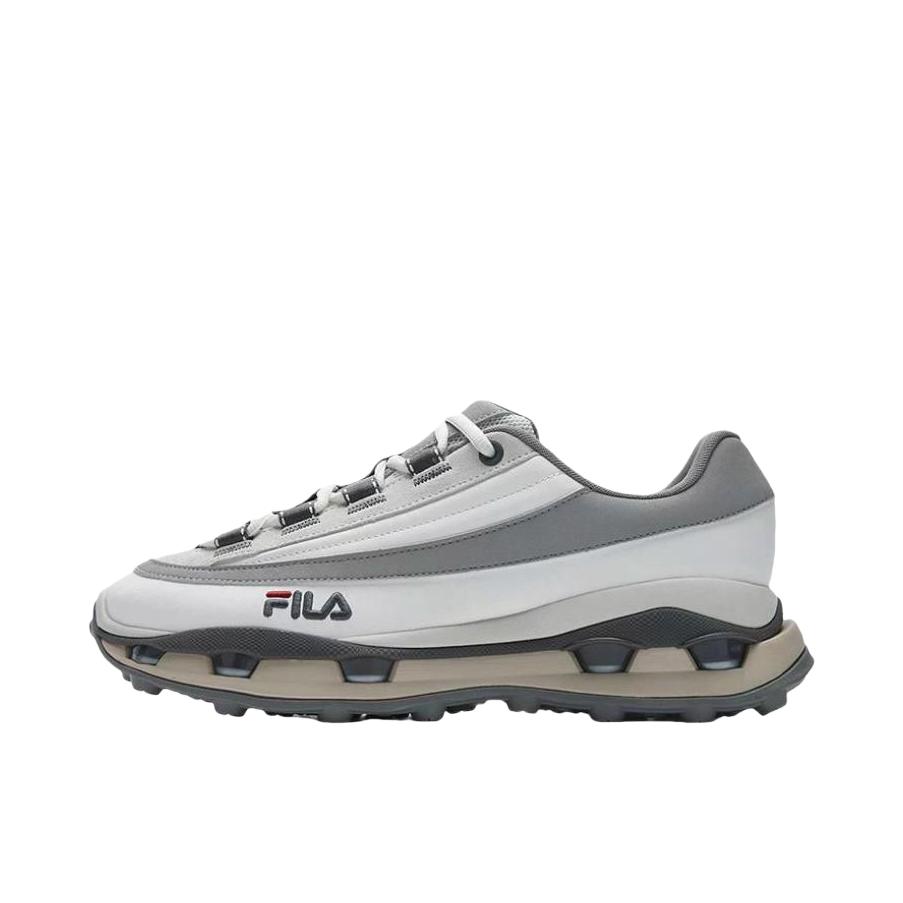 推荐商品：FILA/斐乐 KM 2S 老爹鞋 厚底系带低帮休闲 男款/标准白/燧石灰