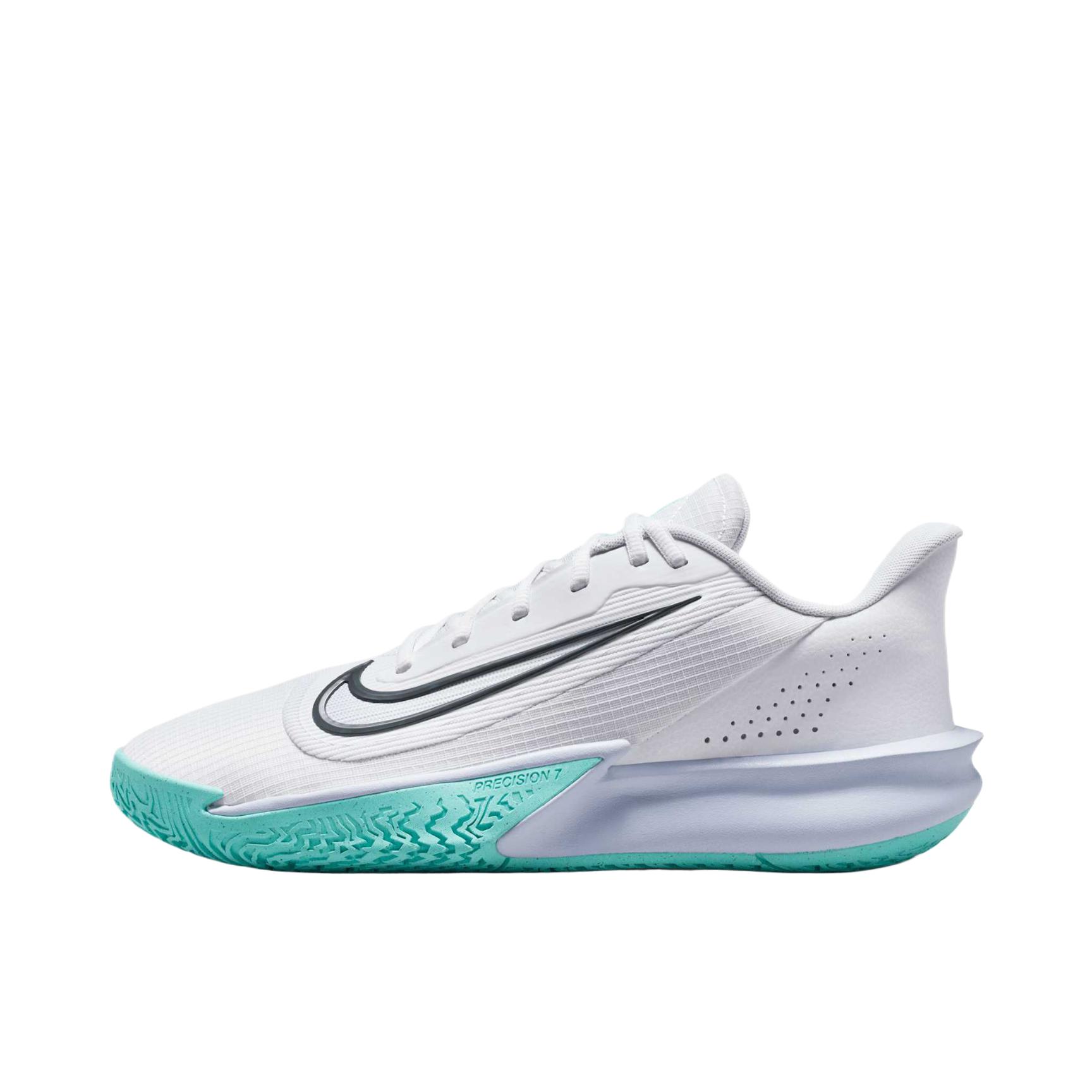 推荐商品：Nike Precision 7 精密7 篮球鞋 抗扭实战防滑耐磨缓震支撑室外舒适百搭训练 白色/幽灵色/动态绿松石色/铁灰色 