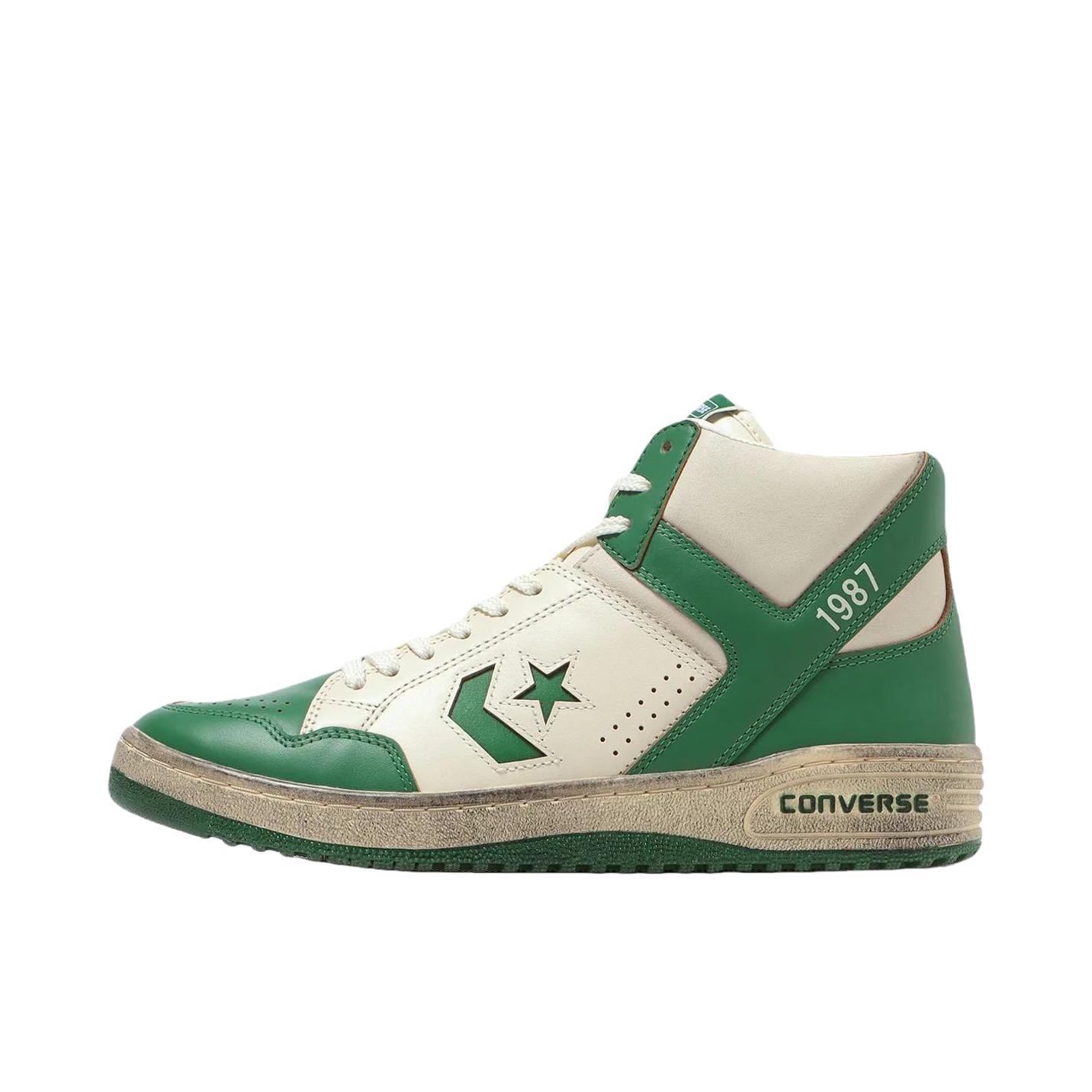 推荐商品：Converse/匡威 Weapon 板鞋 星箭标潮流经典复古拼接防滑耐磨减震透气支撑包裹性 Stranger Things联名/白色/绿色