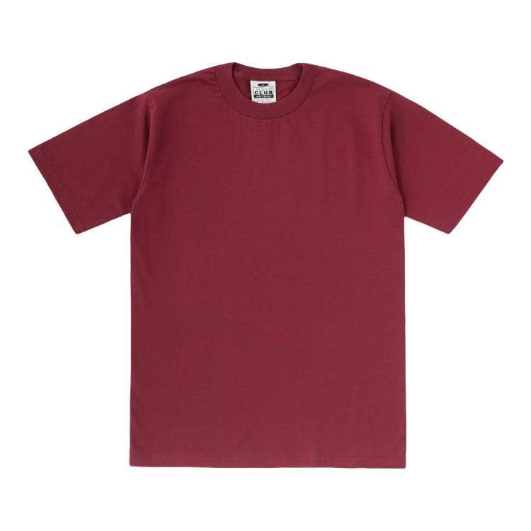 推荐商品：Pro Club 套头圆领纯色短袖T恤 PC-HVYCREW 酒红