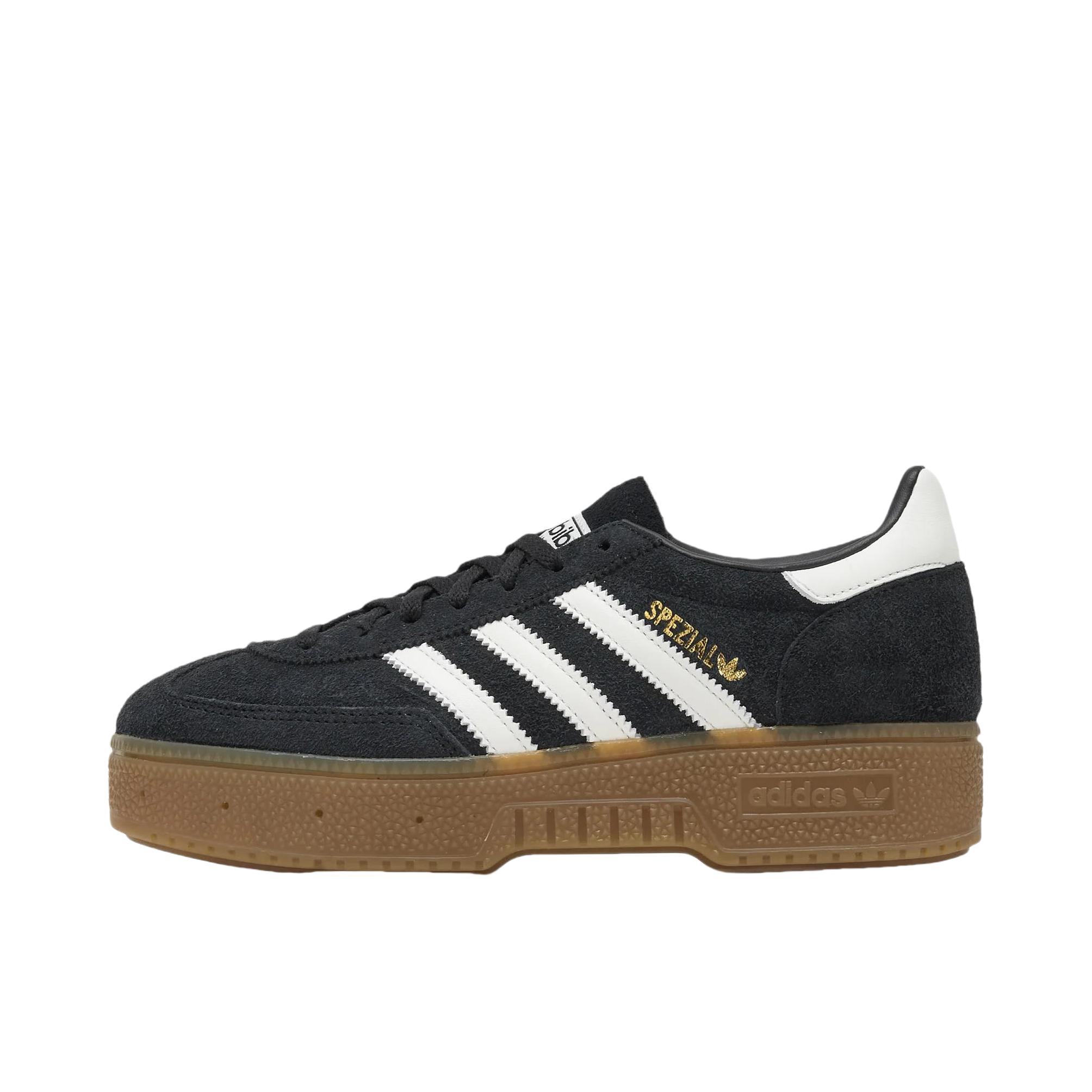 推荐商品：adidas Originals HANDBALL SPEZIAL Bold 运动休闲鞋 圆头系带厚底舒适贴合德训鞋 黑色