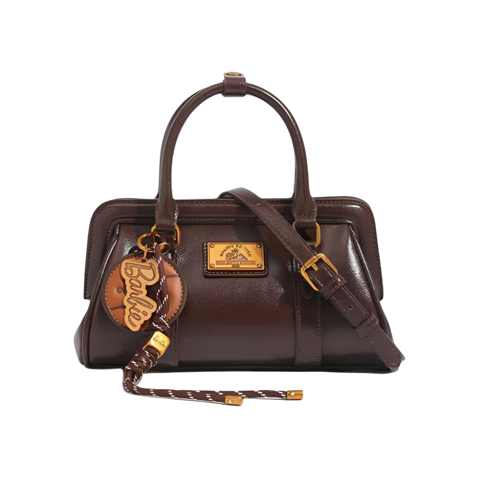 推荐商品：BARBIE/芭比 小号五金徽标挂件装饰百搭休闲时尚高颜值PU单肩包斜挎包手提包