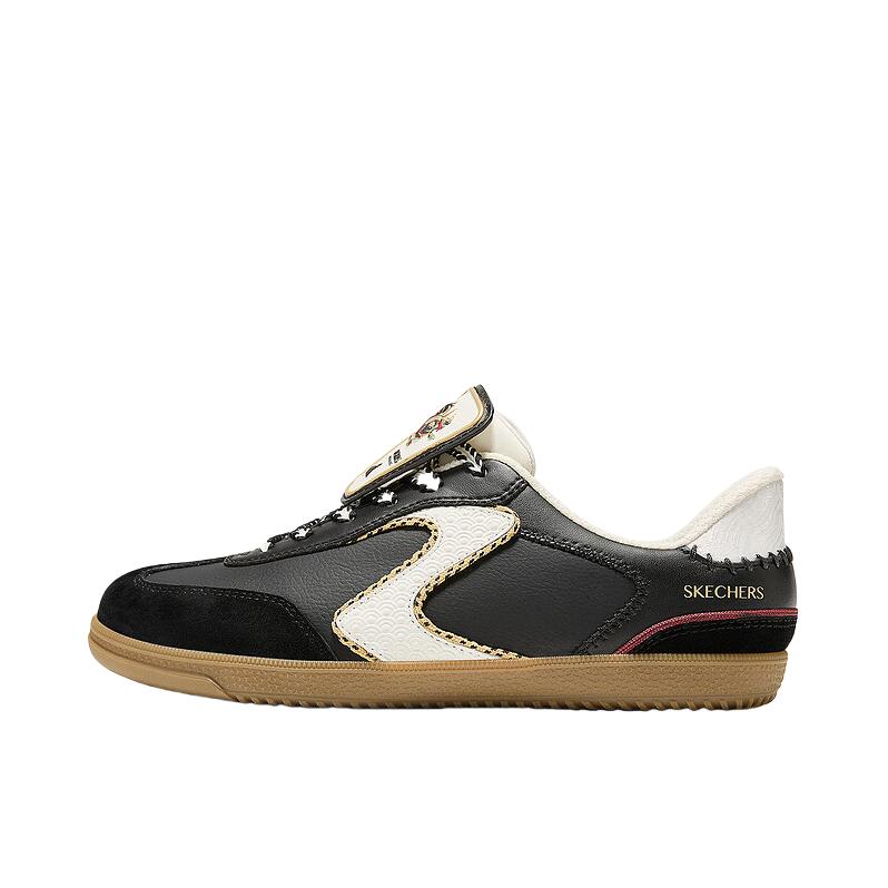 推荐商品：Skechers/斯凯奇 COURT CLASSICSW OMENS 板鞋 百搭休闲低帮德训鞋复古情侣一脚蹬 黑色