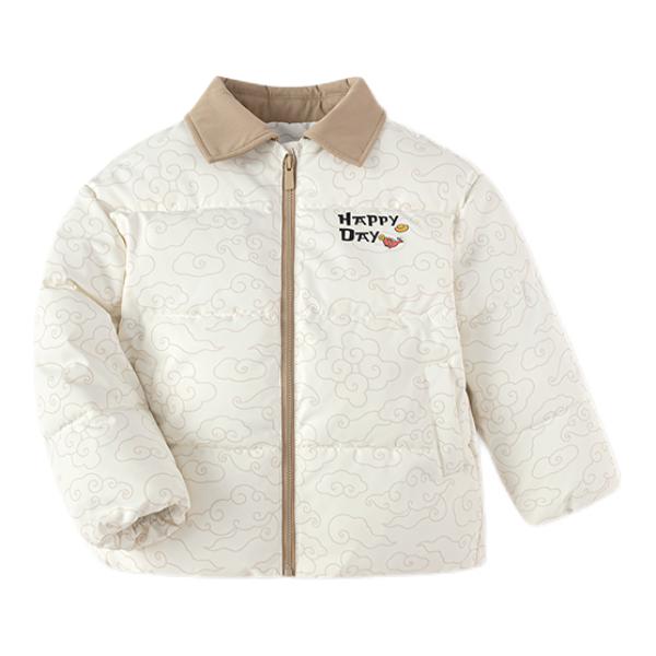 推荐商品：balabala/巴拉巴拉童装 保暖翻领字母长袖棉服 男中小童 201125106102 白色调