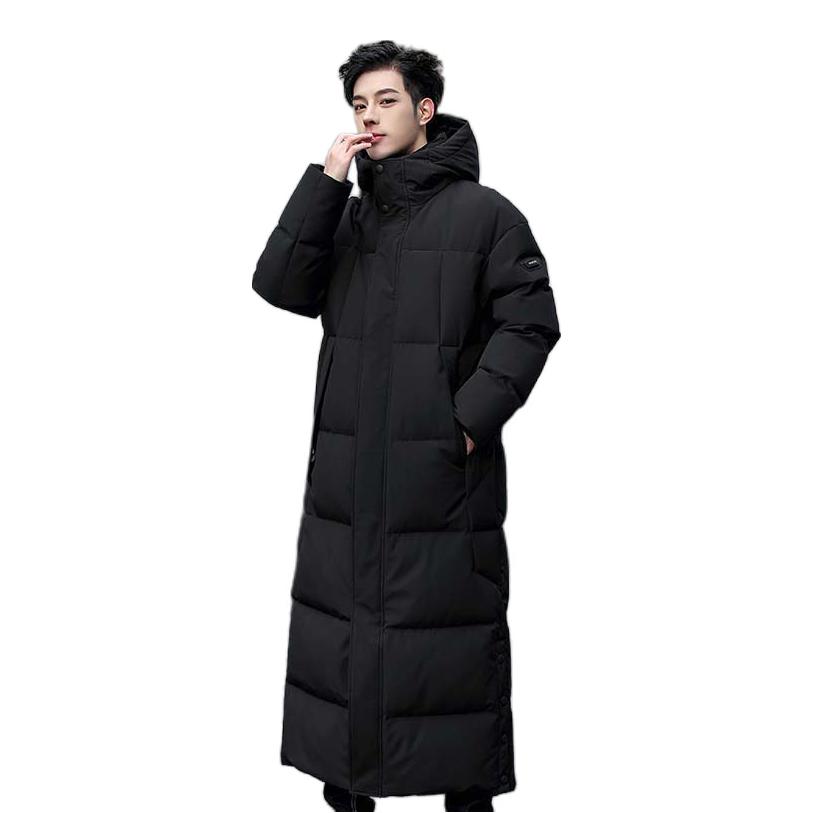 推荐商品：Marton/玛特尔 保暖亲肤柔软过膝连帽羽绒服 8575 黑/1.2米