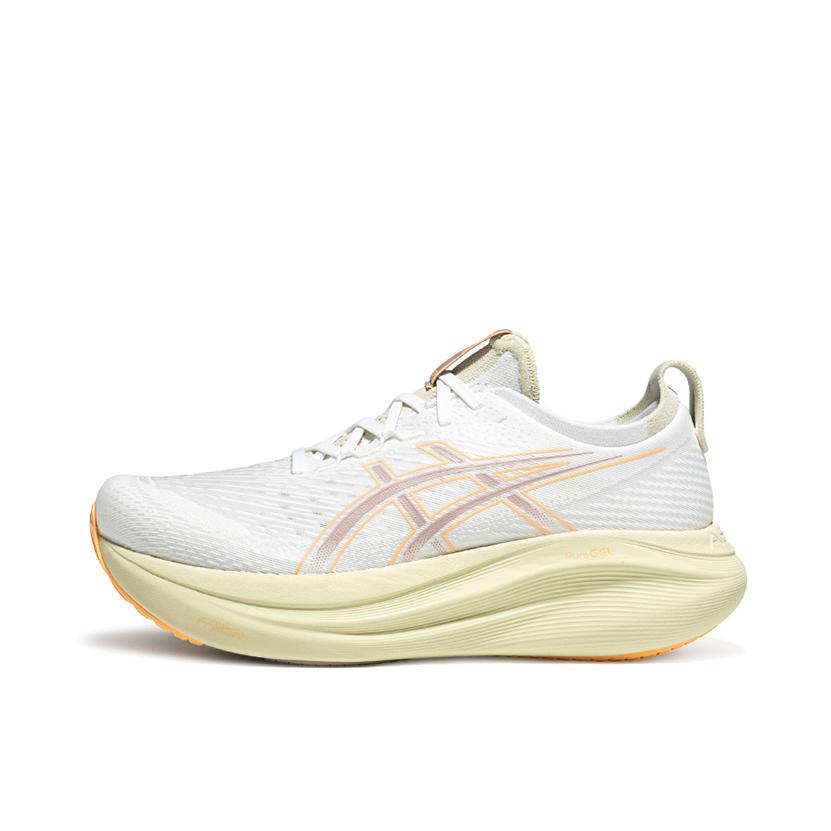 推荐商品：Asics/亚瑟士 Gel-Nimbus 27 跑鞋 防滑耐磨缓震轻量回弹舒适轻便支撑夜跑 2E宽/白色/粉色