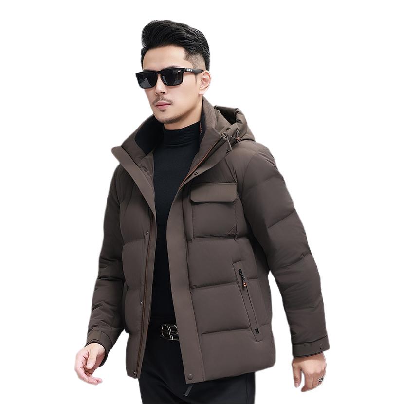 推荐商品：亨度 亲肤柔软保暖连帽长袖羽绒服 HDYR88728 咖