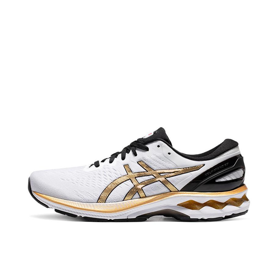推荐商品：Asics/亚瑟士 Gel-Kayano 27 跑鞋 碳板稳定支撑防滑耐磨缓震回弹网面透气复古马拉松织物圆头 男款/白色/黑色/金色