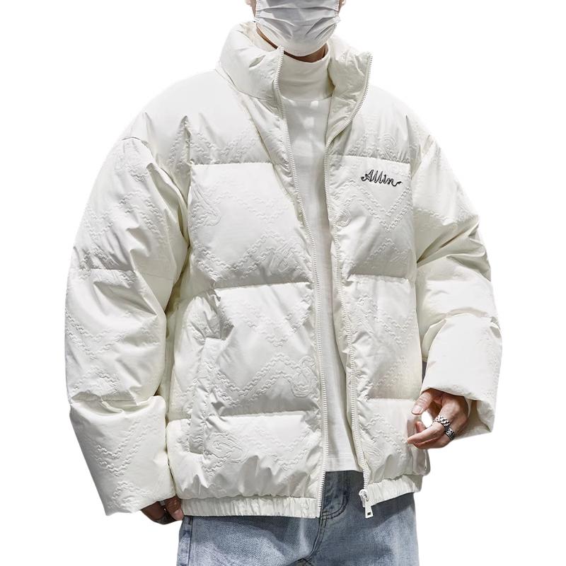 推荐商品：隐狼世家 立领保暖加厚字母刺绣羽绒服 GY7189 白