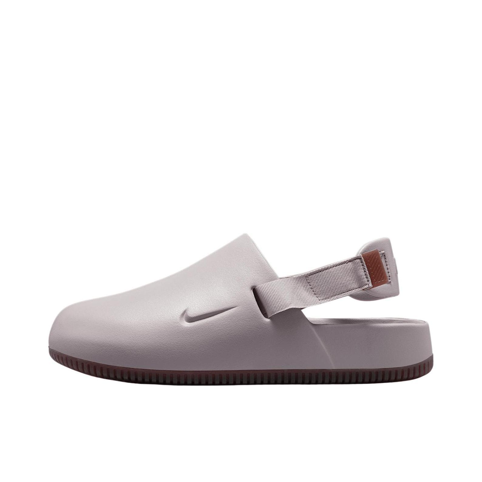 推荐商品：Nike Calm Mule 舒适百搭 防滑耐磨 增高包头 轻便透气 橡胶底 休闲 抓地 回弹 凉鞋 大学灰/橡皮中褐