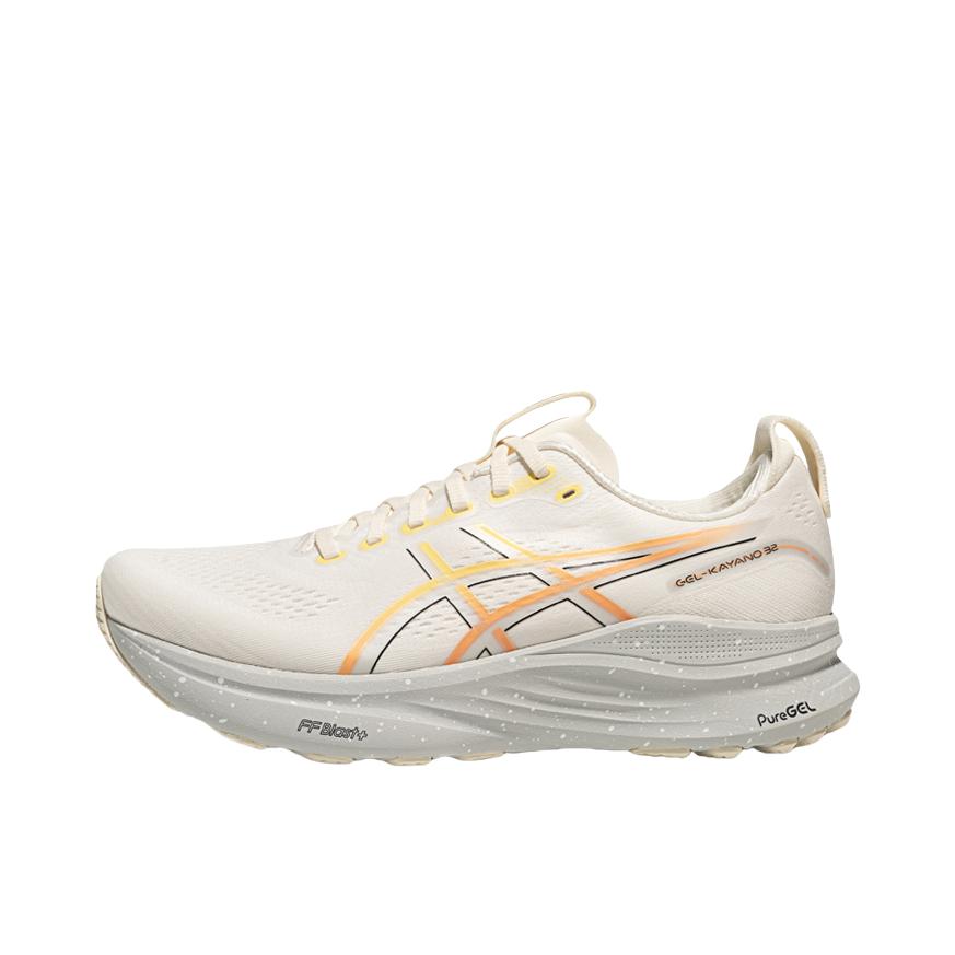 推荐商品：Asics/亚瑟士 GEL-KAYANO 32 跑鞋 防滑耐磨稳定支撑缓震回弹轻量训练圆头体测夜跑短跑 米白色/银灰色