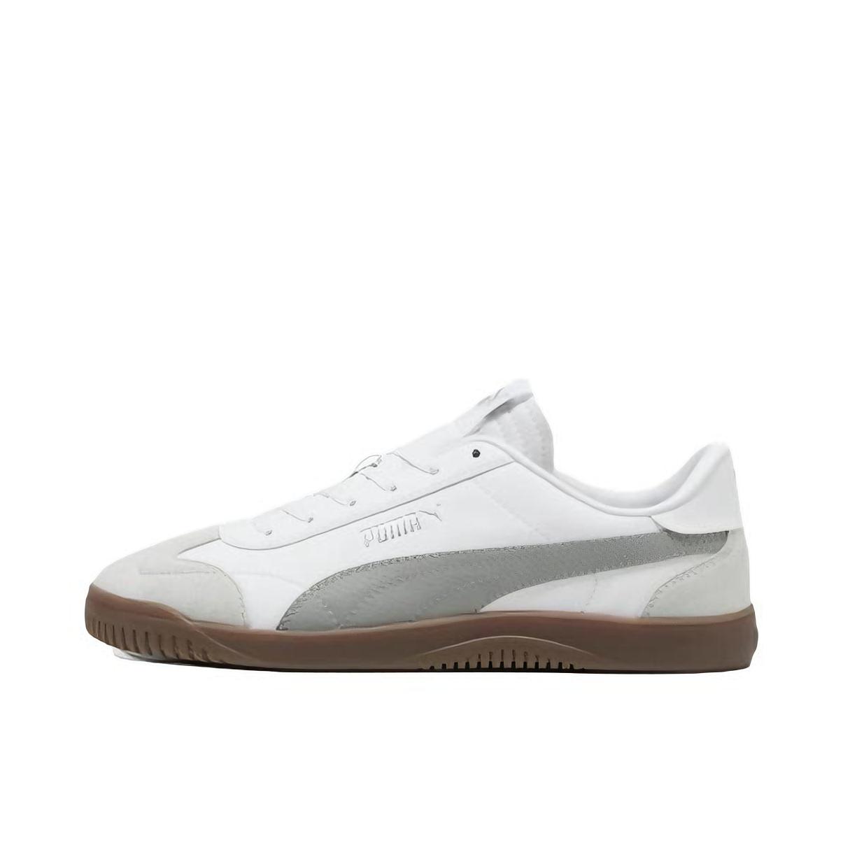 推荐商品：Puma/彪马 Club 5v5 板鞋 T头拼接复古百搭防滑耐磨薄底舒适缓震 烟灰色/白色/灰色