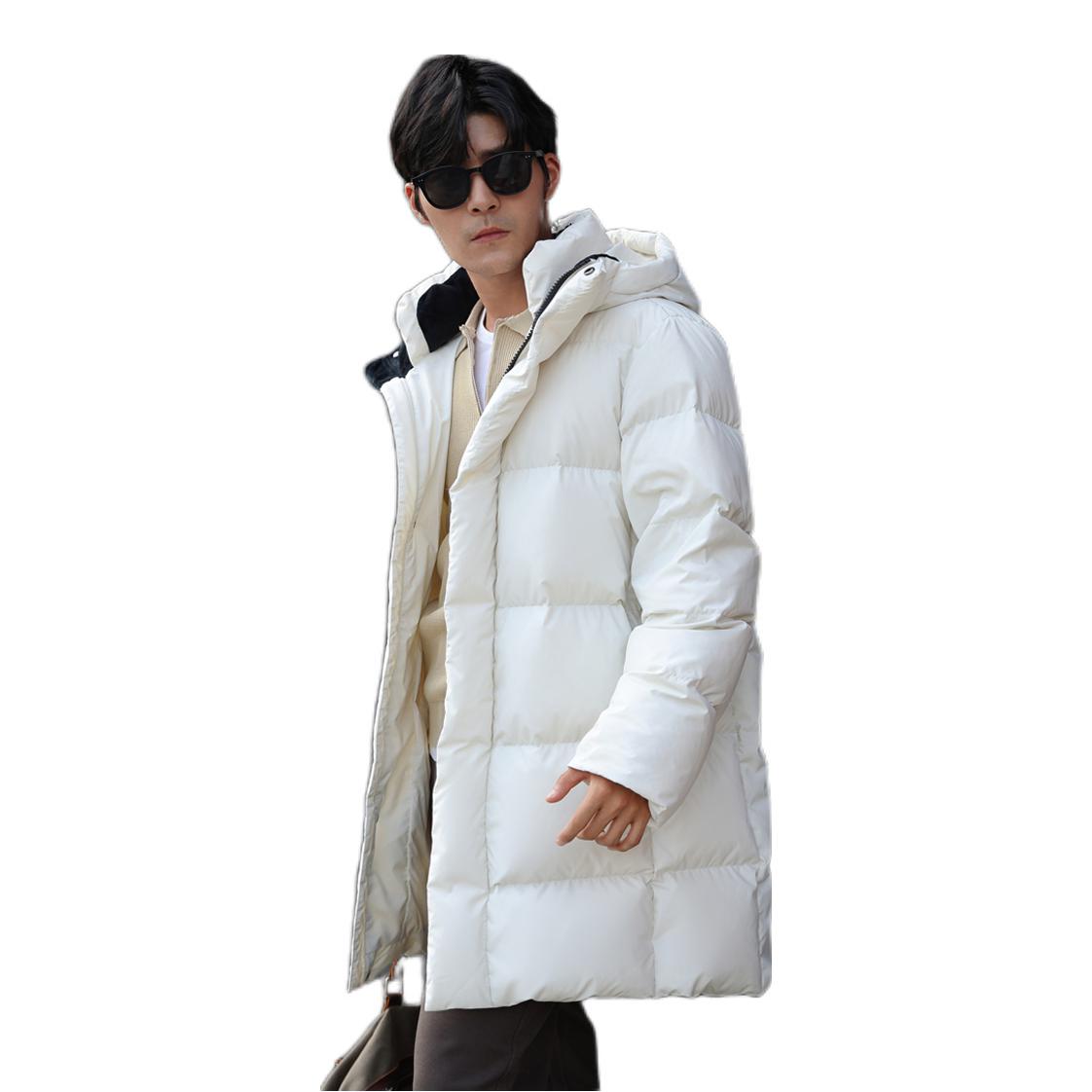 推荐商品：羽物出品 亲肤中长款白鹅绒加厚保暖羽绒服 23M070 米白