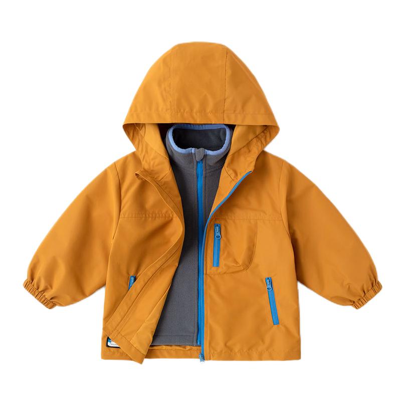 推荐商品：嘟嘟家童装 柔软透气连帽长袖冲锋衣 男中小童 F4CWT022 橘