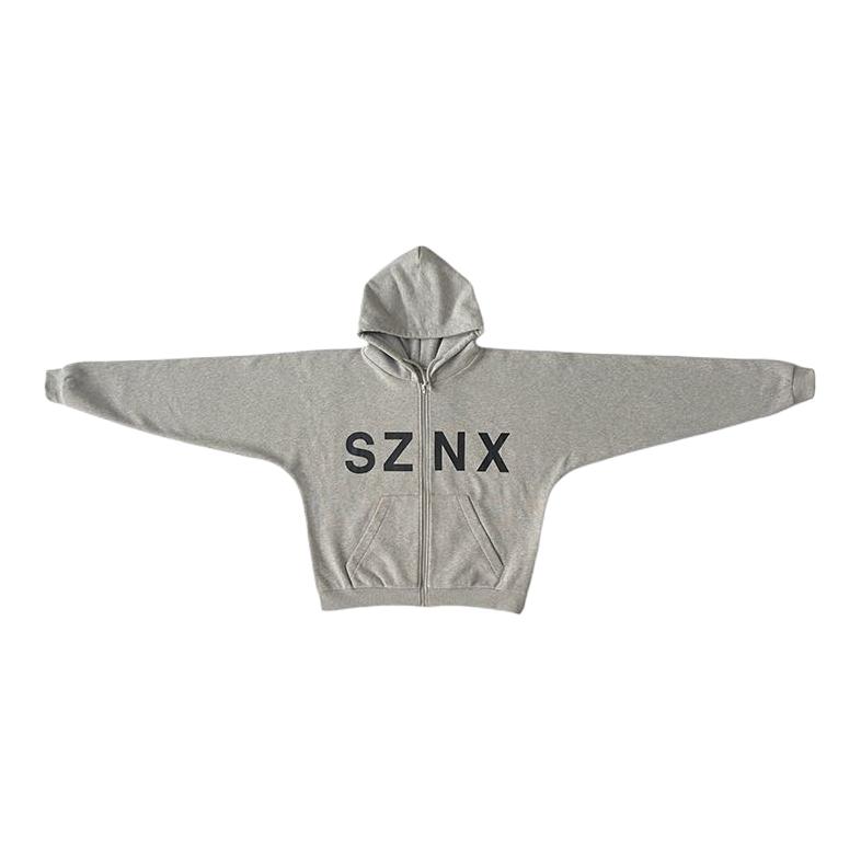推荐商品：YEEZY 字母LOGO拉链加绒连帽长袖卫衣 YZY-SS25-008 灰