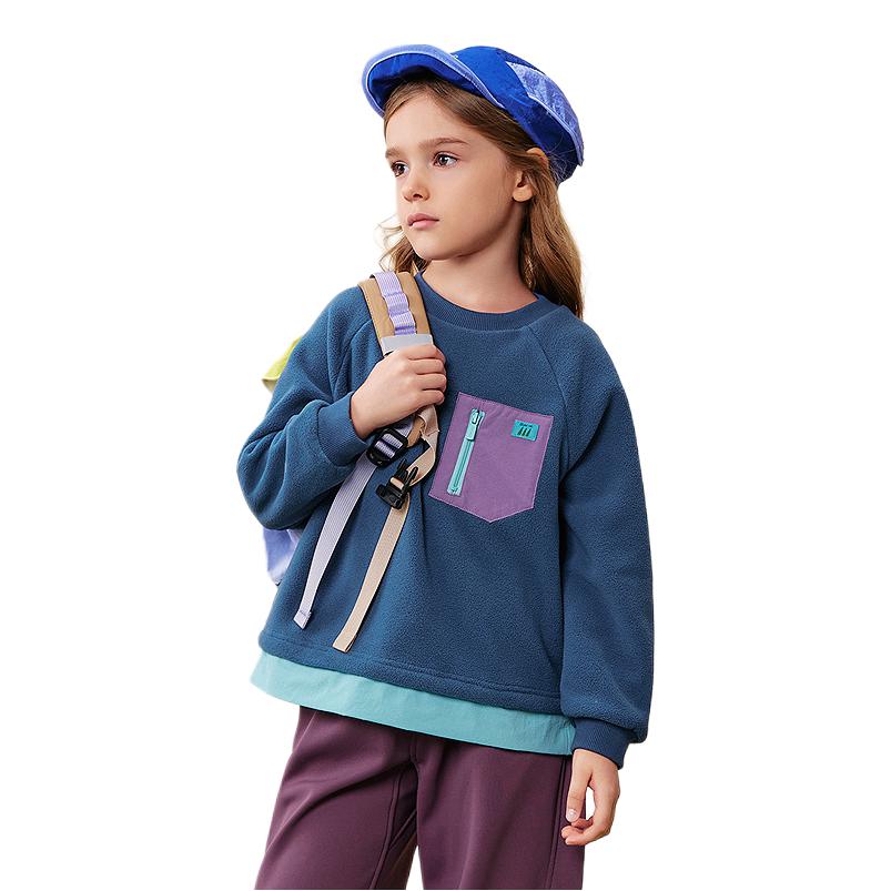 推荐商品：minibala/迷你巴拉巴拉童装 柔软透气抗静电圆领长袖卫衣 231425121202 石墨蓝