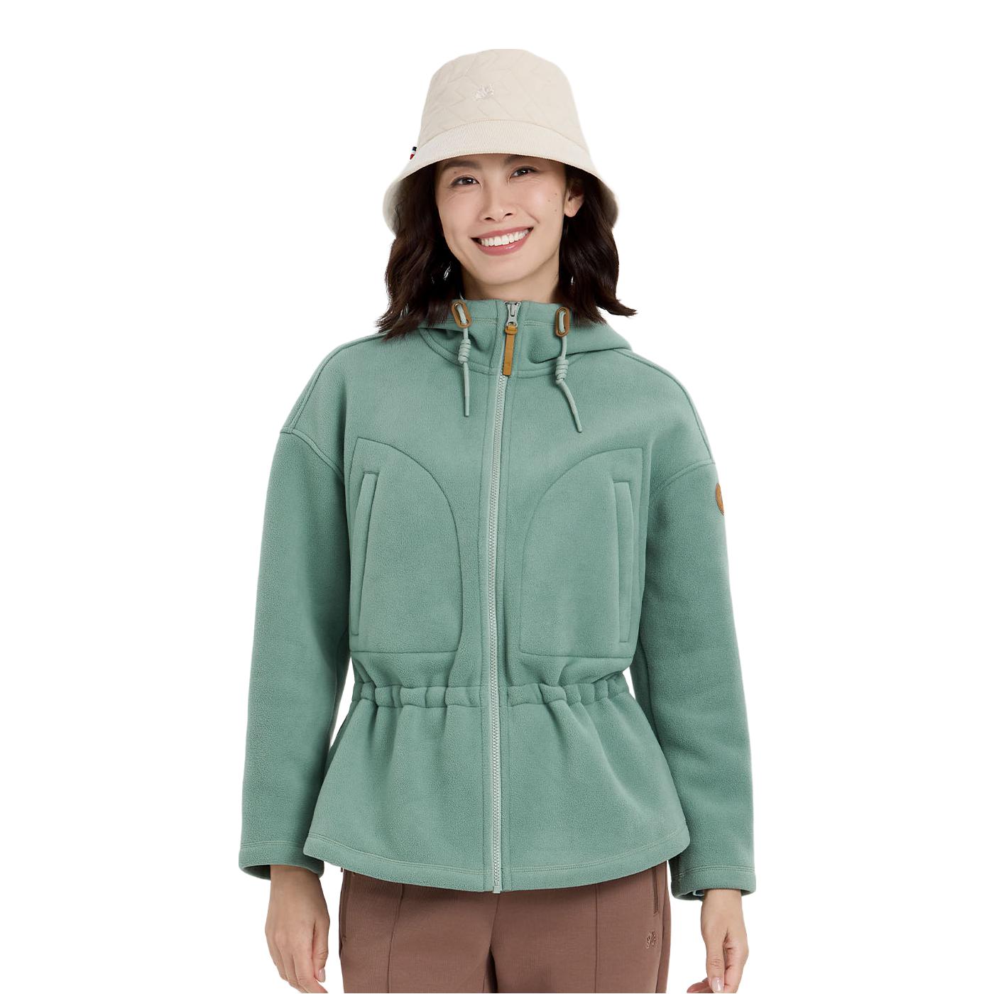 推荐商品：lafuma/乐飞叶 保暖柔软拉链连帽长袖抓绒衣 女装 LFJA5CR61 雾绿