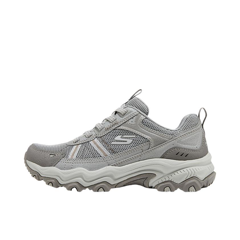 推荐商品：Skechers/斯凯奇 OUTDOOR WOMENS 户外休闲鞋 复古耐磨舒适绑带轻质网布增高秋冬一脚蹬轻便防滑支撑缓震厚底回弹软底情侣 女款/灰色