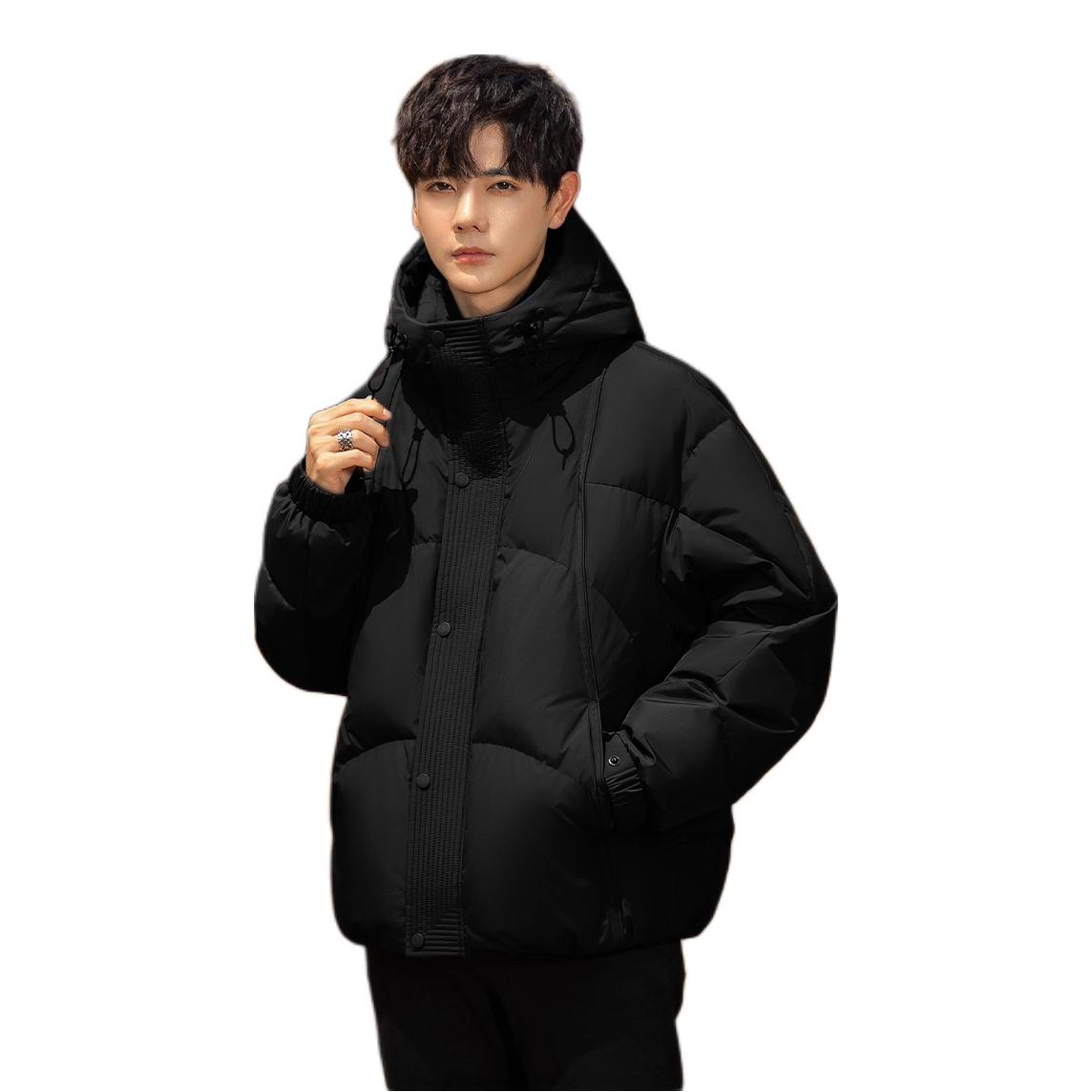 推荐商品：YINNPULL/鹰普 保暖亲肤防寒加厚连帽长袖羽绒服 2666 黑