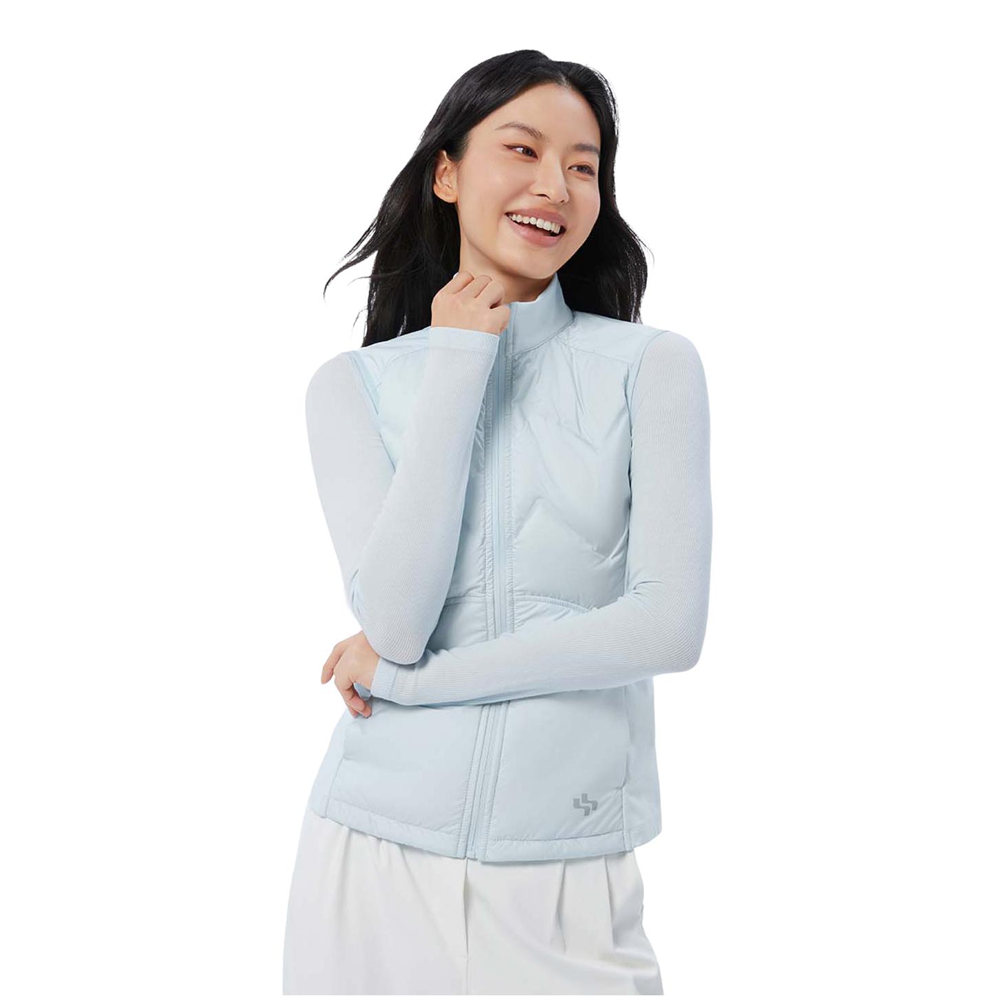 推荐商品：Lulla by Sea 保暖羽绒夹棉拼接马甲 女装 W2527 冰川蓝