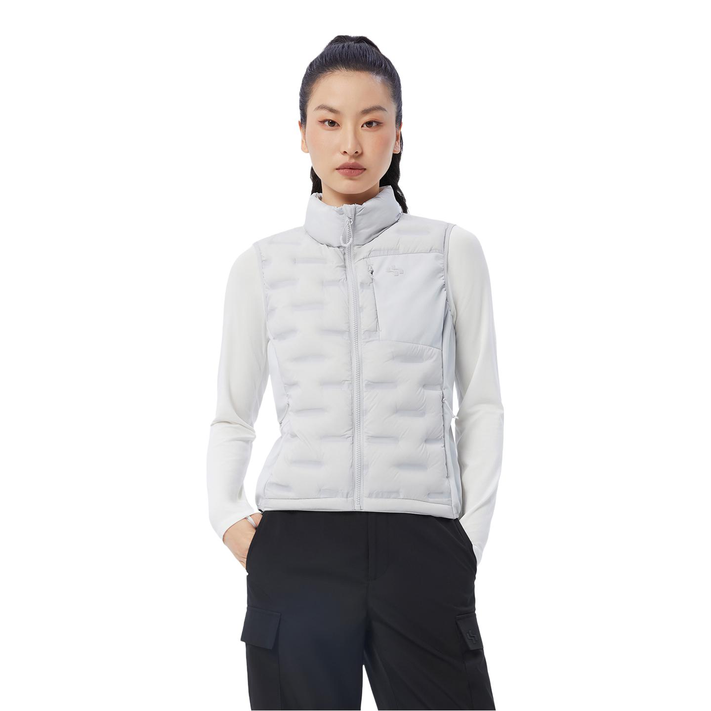 推荐商品：Lulla by Sea 保暖亲肤拉链白鸭绒马甲 女装 W2526 水滴银