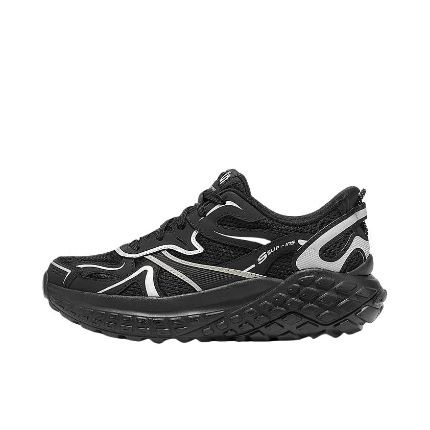 推荐商品：Skechers/斯凯奇 Sport 怪兽鞋 老爹鞋 闪穿鞋 低帮绑带运动舒适一脚蹬 黑色