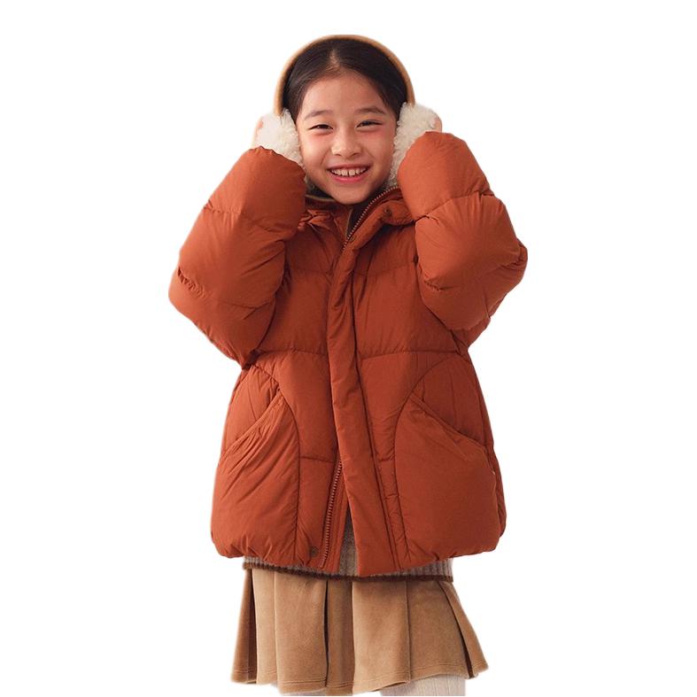 推荐商品：幼岚童装 防风保暖红嘴雁绒连帽羽绒服 中大童 C40G4022A 火焰