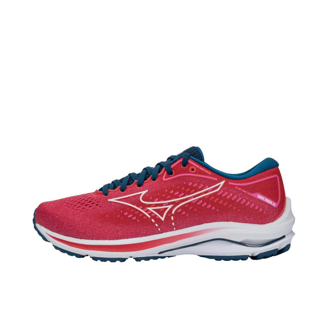 推荐商品：Mizuno/美津浓 Wave Rider 25 缓震回弹 防滑耐磨 舒适 透气 健身训练 织物 合成革 跑鞋 女款/深红色