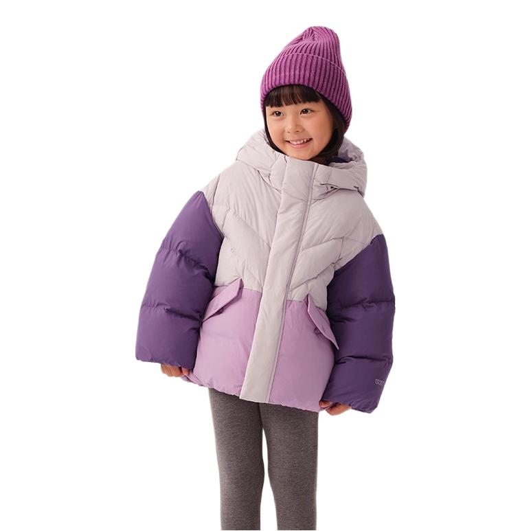 推荐商品：幼岚童装 防风保暖红嘴雁绒连帽羽绒服 中大童 C40G4022A 葡萄紫拼罗兰紫