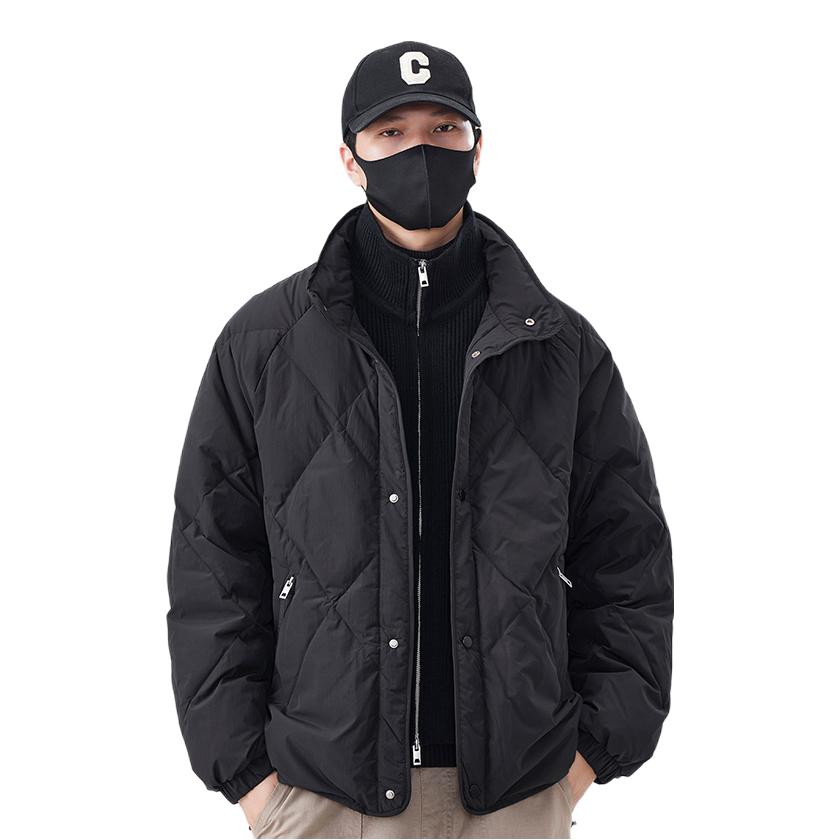 推荐商品：ZACKBOLO/扎克保罗 工装假两件立领保暖羽绒服 HBY991 黑