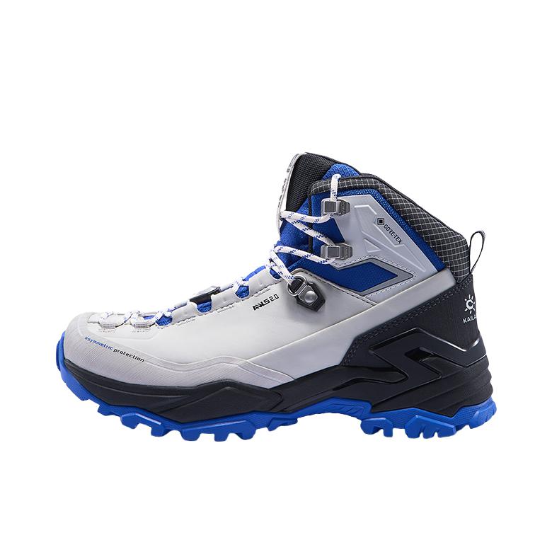 推荐商品：Kailas/凯乐石  MT5-3 GTX MID  中帮 防水 抓地 舒适缓震 防滑 织物  户外鞋  登山徒步鞋 雾白色/勒多曼因蓝