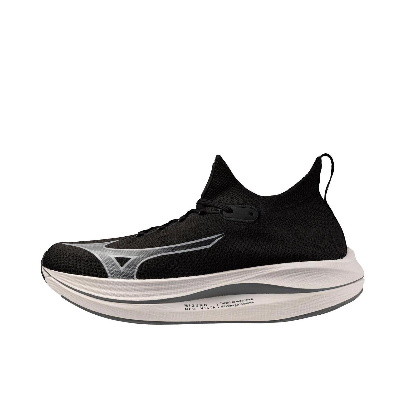 推荐商品：Mizuno/美津浓 NEO VISTA 舒适厚底 防滑耐磨 轻便透气 稳定推进 减震 复古 训练 跑鞋 黑色/灰色