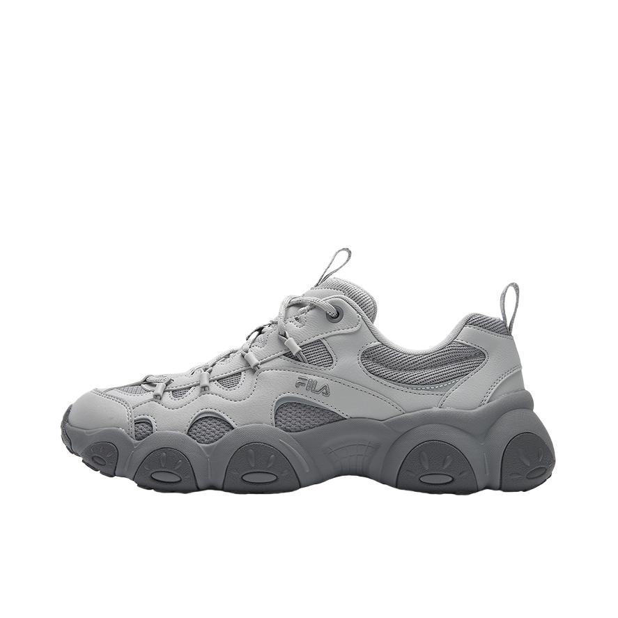 推荐商品：FILA/斐乐 猫爪7代 老爹鞋 复古休闲增高低帮南方版包裹性加绒版减震轻便厚底鞋防滑 藕灰色/合金灰