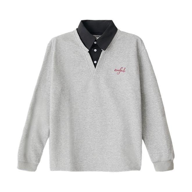 推荐商品：佐菲利 假俩件刺绣Logo长袖Polo衫 CDW-GYJ-ZFL-XZ413-1-HT2503 灰 