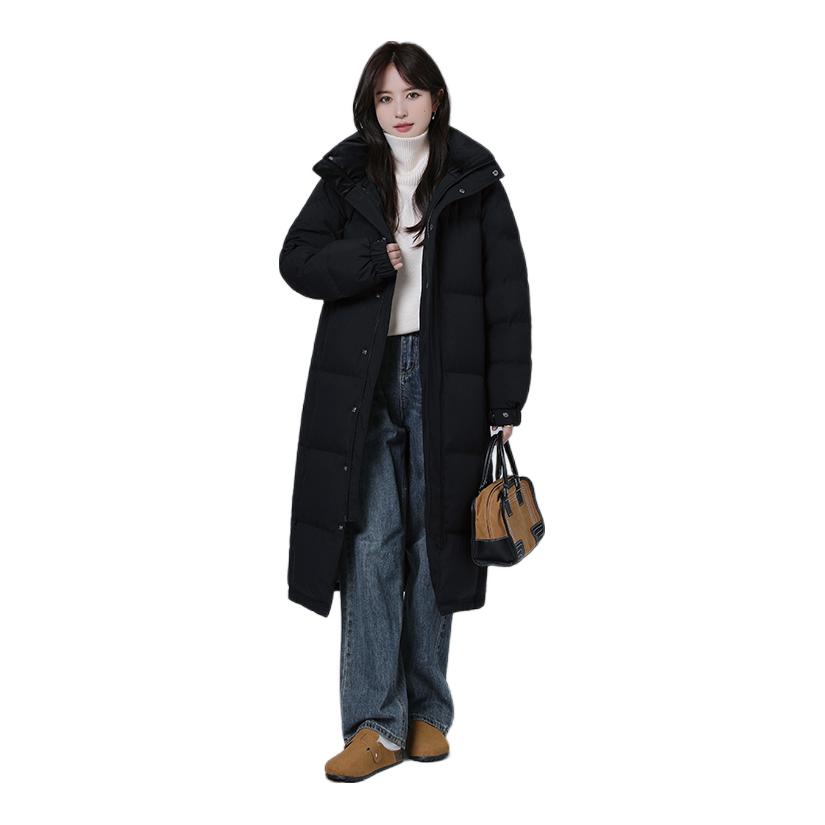 推荐商品：凸乆鸟 拉链中长款白鸭绒羽绒服 201811 黑