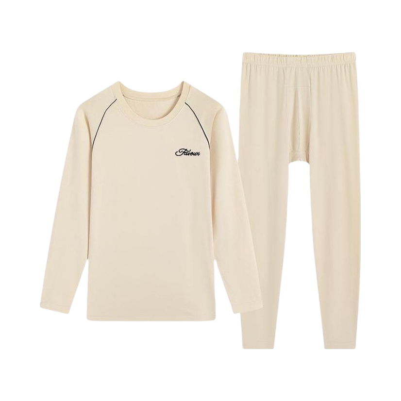 推荐商品：贴身领域 薄款圆领长袖长裤保暖内衣 TSLYM72FA 米黄