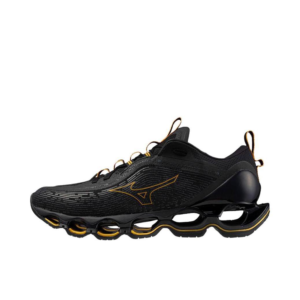 推荐商品：Mizuno/美津浓  Wave Prophecy 13 预言13S 舒适缓震 防滑耐磨 轻便 支撑平衡 网布透气 织物  跑鞋  J1GC24490 纯黑色 