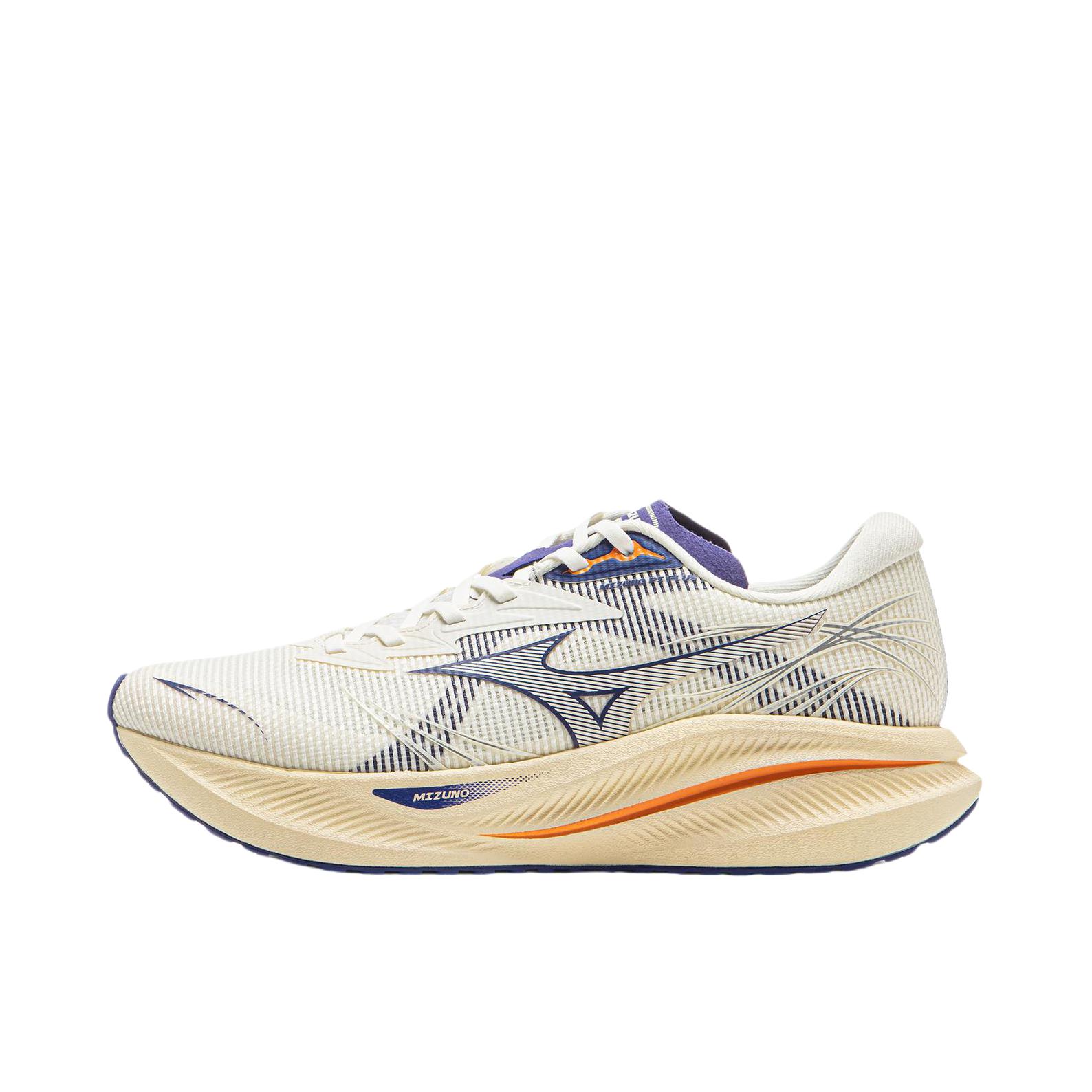 推荐商品：Mizuno/美津浓 Pi Plus 减震耐磨 舒适回弹 透气 厚底 百搭 运动休闲鞋 雪白色/紫蓝色
