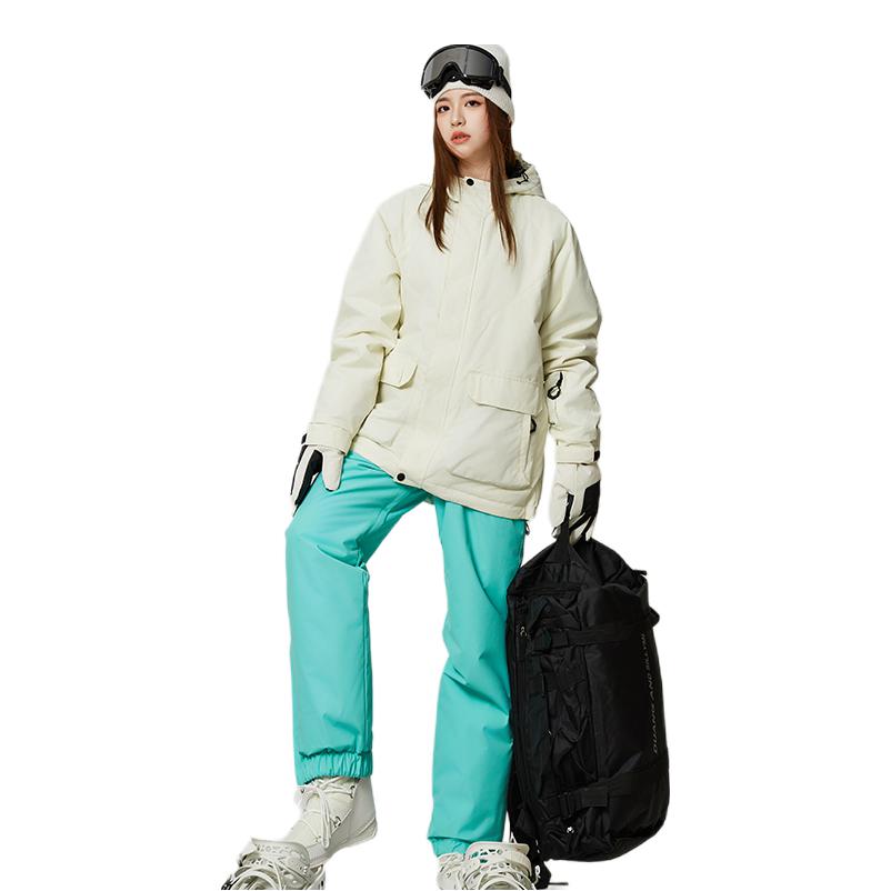 推荐商品：BBKULE/百倍客 防水保暖耐磨直筒运动套装 xf-05 白滑雪服+蓝滑雪裤