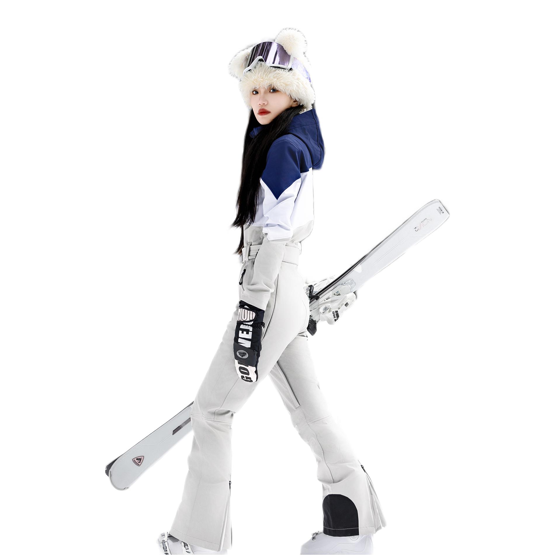 推荐商品：RAWRWAR 防水保暖连体抓绒滑雪服 女装 730 灰