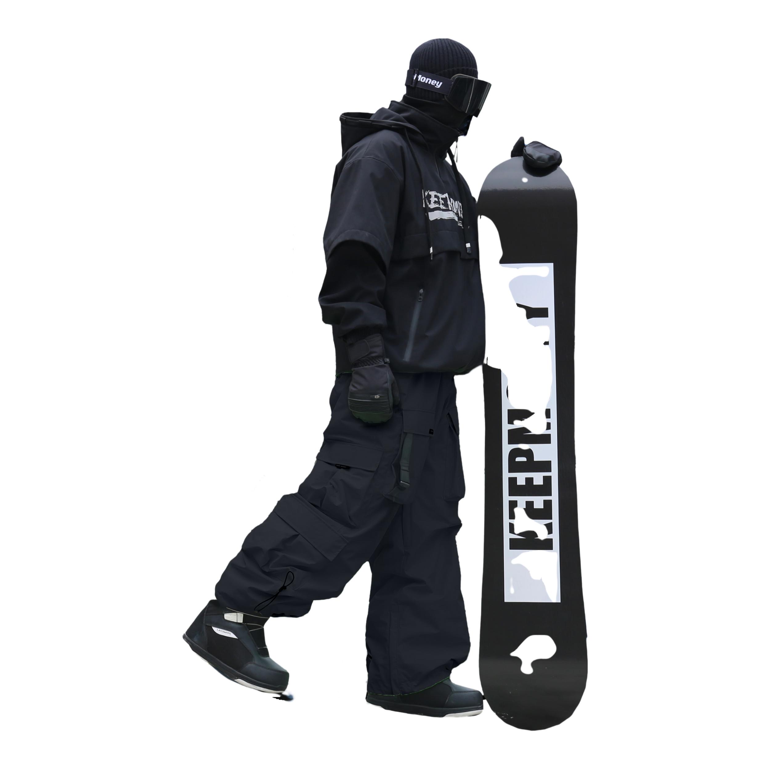 推荐商品：KeepMoney 防水加厚保暖防风透气耐磨运动套装 KM008 黑