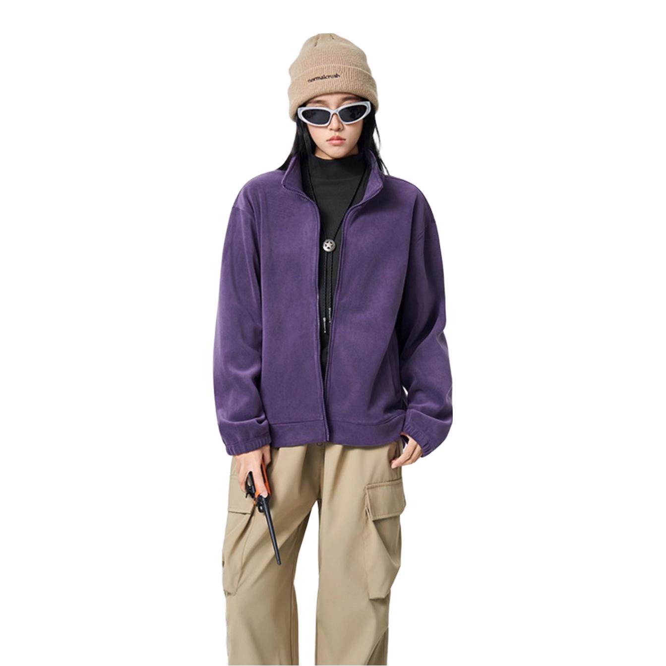 推荐商品：MOANDI/摩安迪 保暖纯色奥粒绒立领抓绒衣 CG-2502 暮山紫