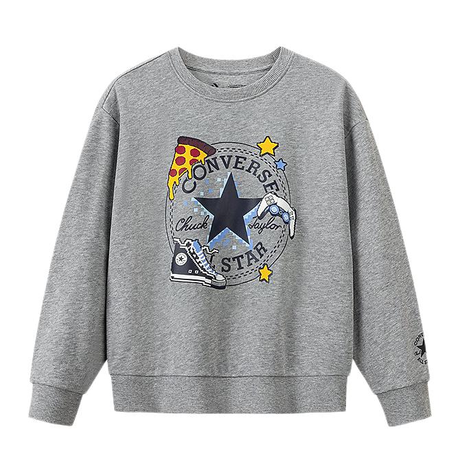 推荐商品：Converse/匡威童装 套头印花透气圆领卫衣 中大童 CNVN-FW-J345 岩岭灰
