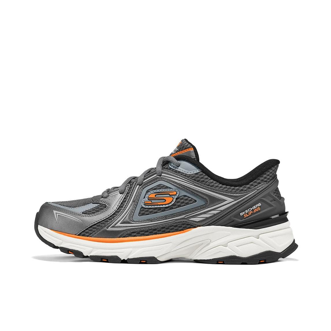 推荐商品：Skechers/斯凯奇  SPORT MENS  银翼鞋 老爹鞋 闪穿鞋  运动低帮系带  炭灰色/橘色
