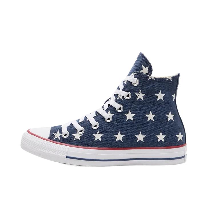 推荐商品：Converse/匡威 Chuck Taylor All Star 帆布鞋 常青款轻便防滑耐磨百搭复古圆头减震贴合高帮 女款/蓝色/珍珠白色
