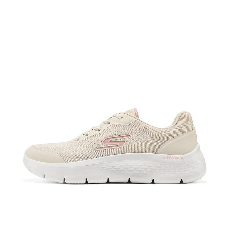 推荐商品：Skechers/斯凯奇 GO WALK 运动休闲鞋 透气厚底缓震深口 女款/自然色/粉红色