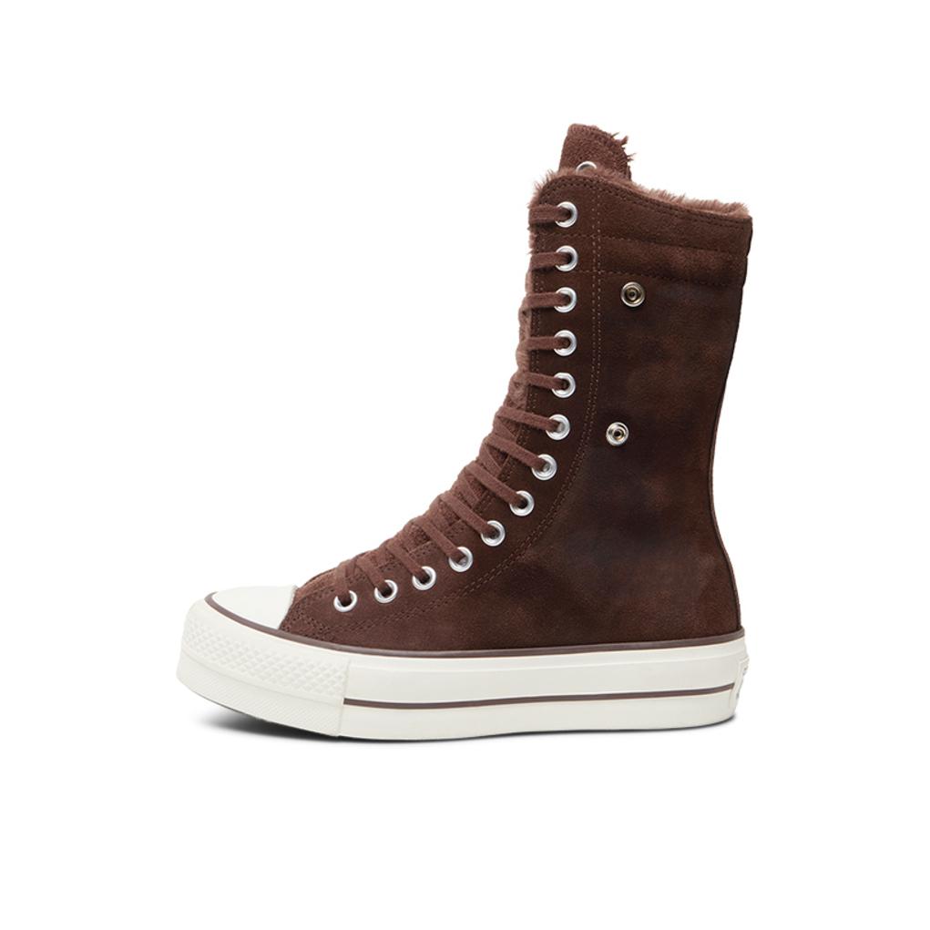 推荐商品：Converse/匡威 Chuck Taylor All Star Lift 帆布鞋 简约复古经典防滑耐磨舒适厚底圆头甜酷贴合松糕底流光风 加绒/女款/深棕色
