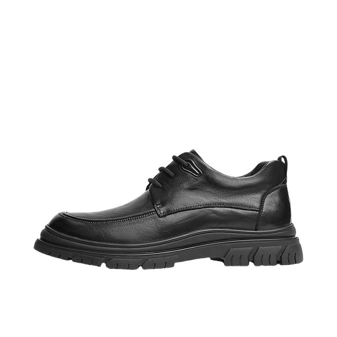 推荐商品：红蜻蜓 皮鞋 牛皮革保暖系带加绒正装秋冬 黑色