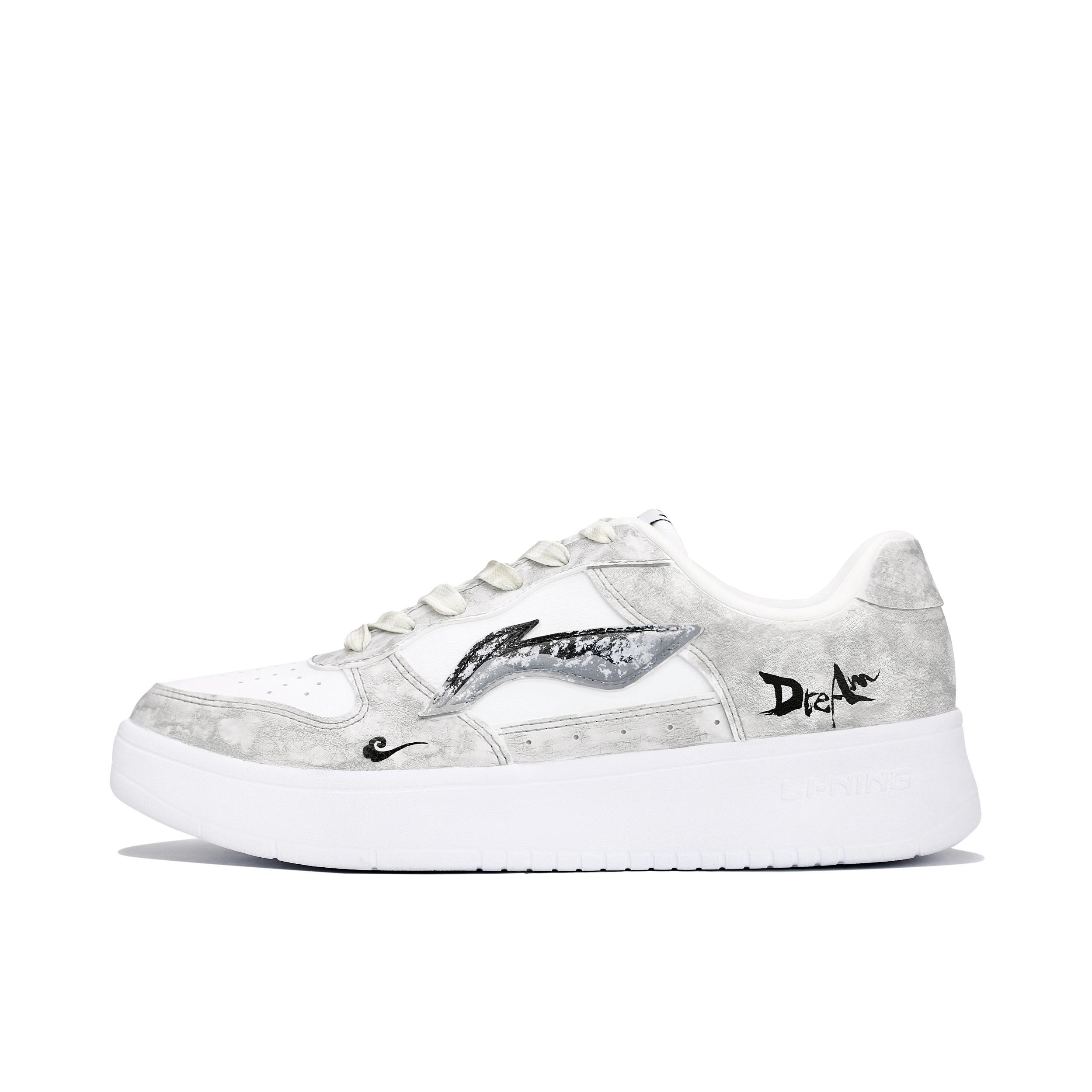 推荐商品：【定制球鞋】 李宁 浮舟 板鞋 减震透气防滑耐磨轻便潮流复古时尚百搭休闲简约防水 百态一梦